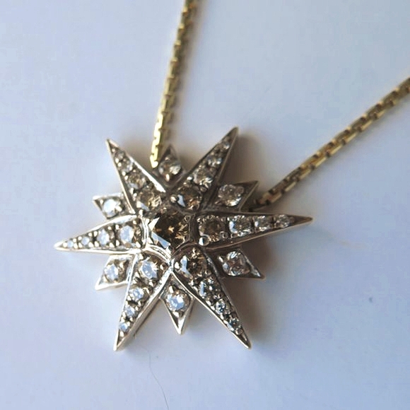 H. Stern 18K Gold Diamond Star Pendant With Yellow Gold Chain Necklace - Picture 5 of 16